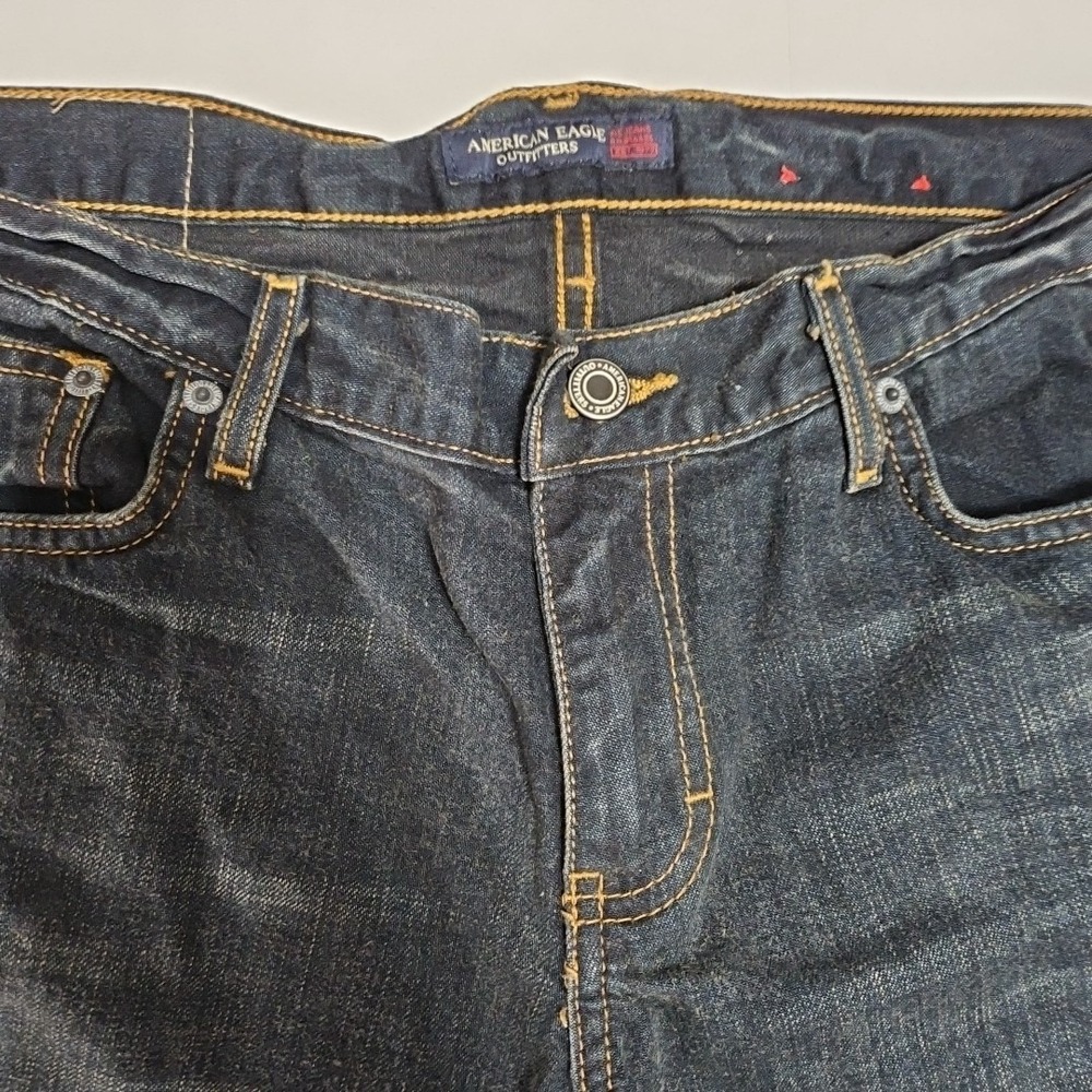 American Eagle Jeans Womens Size 8 Dark Wash Blue Bootcut Wide Leg - Picture 2 of 9